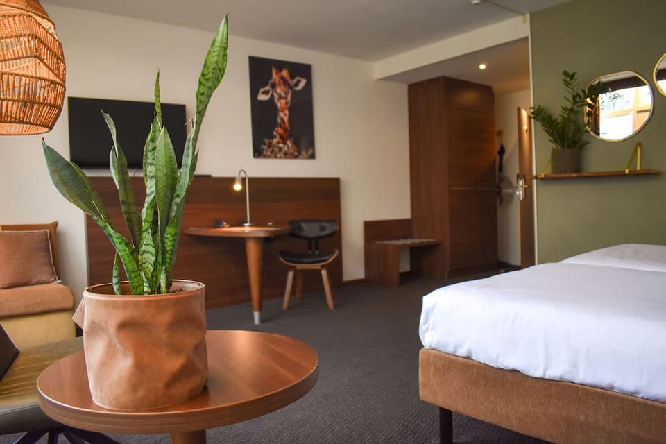 Stretch out with lounge seating and a calm, airy vibe.