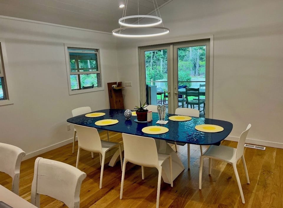 Dining room with Italian glass dining table