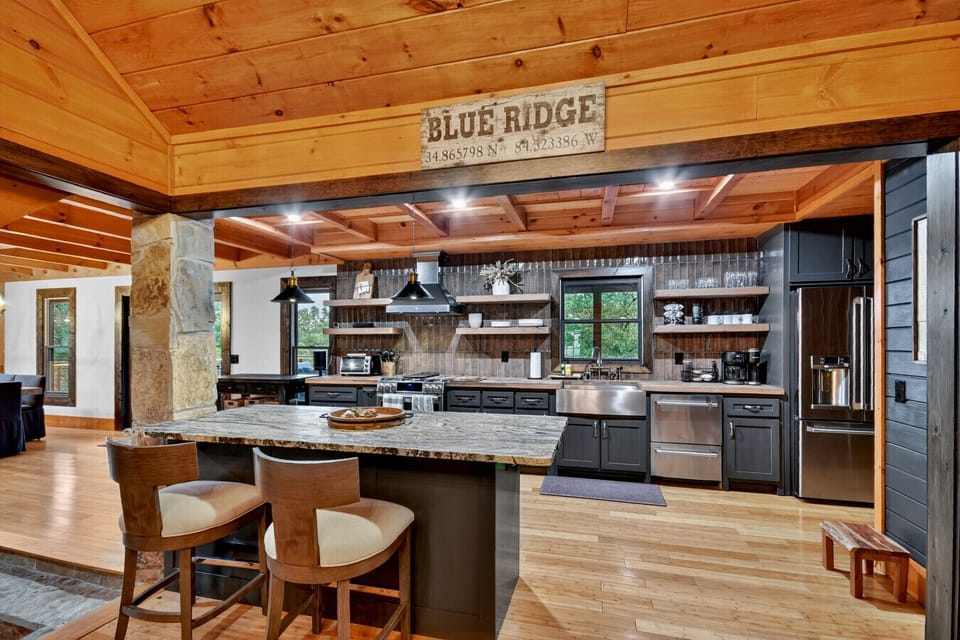 Kitchen bar with seating for two