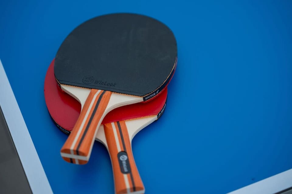 Ping-pong table and paddle