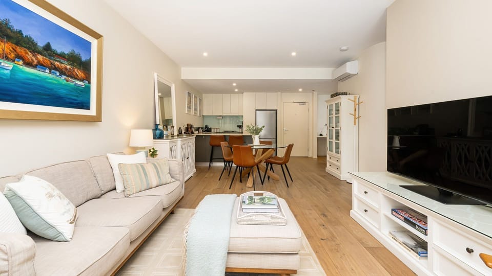 Open plan kitchen, dining, living