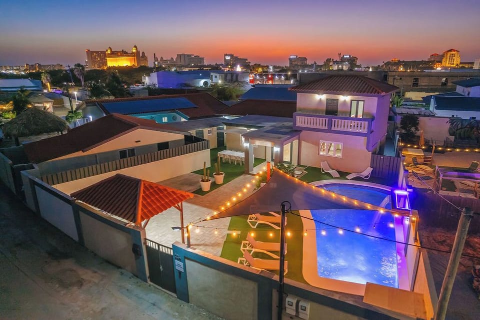 See the glow of Villa Cascada from above. Your own illuminated island escape.