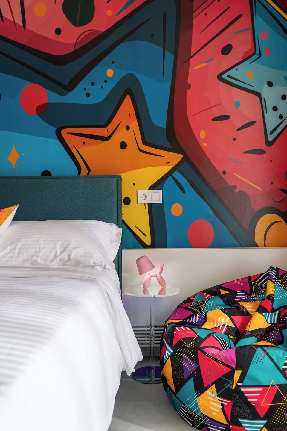 Sleep beneath the stars — a custom mural headboard that turns bedtime into an art experience