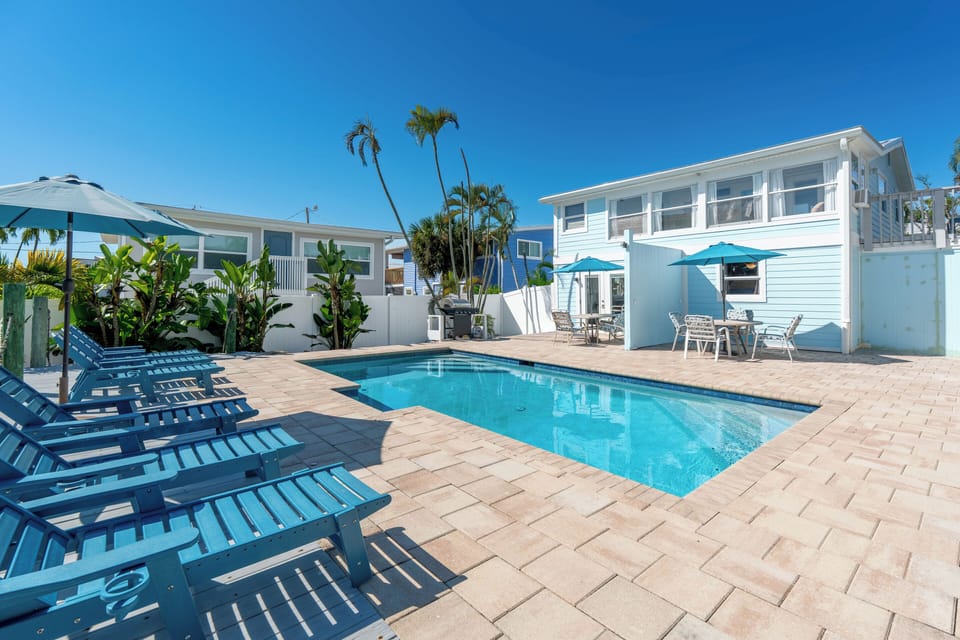 Pool Area with loungers.