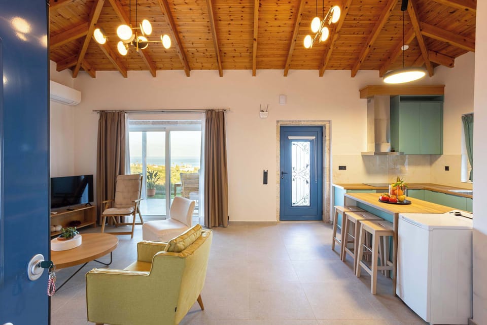 Open-plan layout connecting living and kitchen