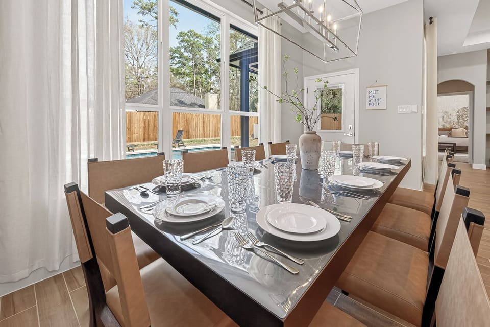 Elegant dining area with seating for eight