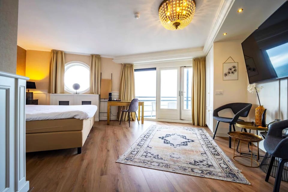 Stretch out in a spacious bedroom with boutique-hotel charm.