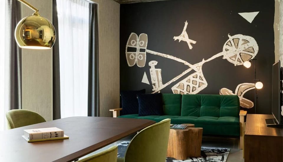 Gather for dinner or remote work at the elegant dining table.