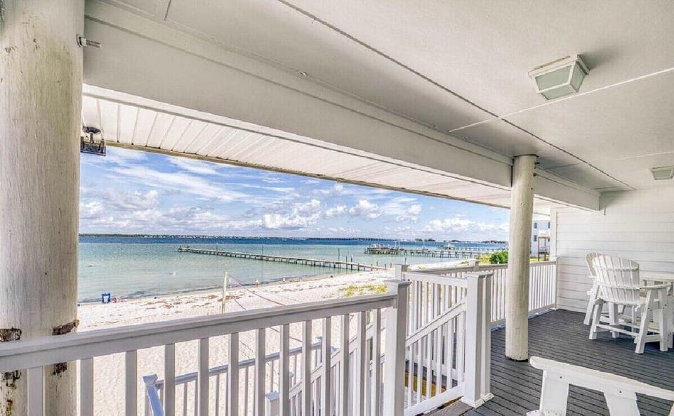 View from the clubhouse, private beach & pier/dock. 