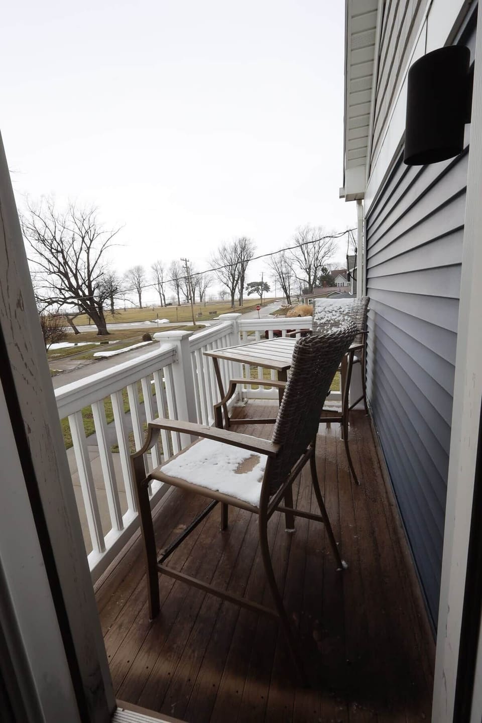 This photo was taken on a snowy day, but don’t underestimate the beautiful lake and sunset views fro