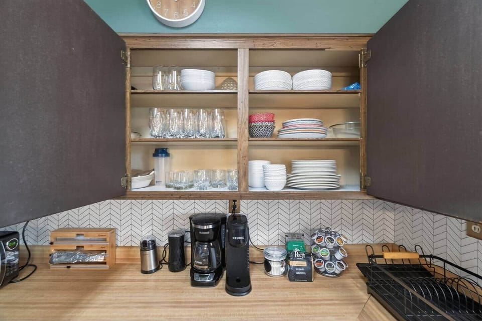 Plenty of plates, bowls and glasses at the ready!