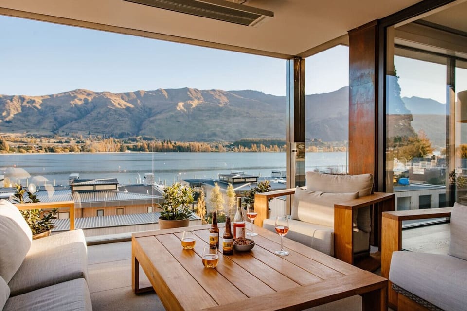 Spacious deck with overhead heating