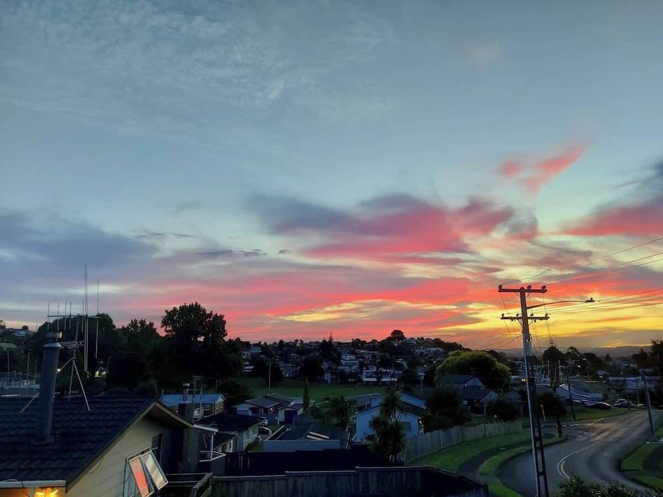 View from front deck at dusk