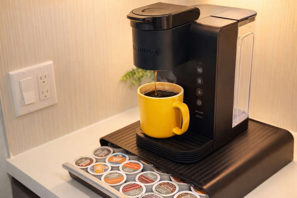 
Start your mornings right — fresh coffee at your fingertips.