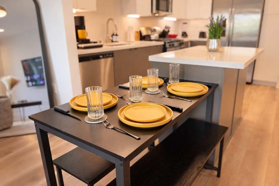 Modern Dining table and chairs for four in a Warm, Welcoming Setting