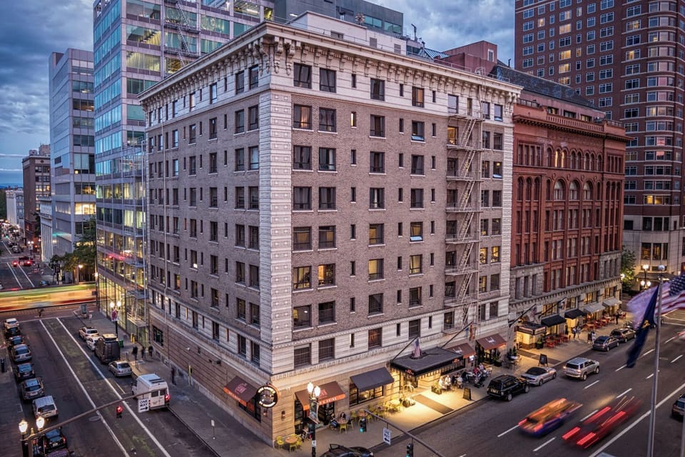 Arrive in style at this iconic downtown hotel exterior.