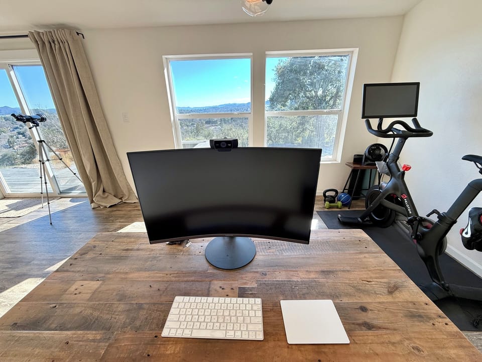Office and gym area with new monitor to hook into