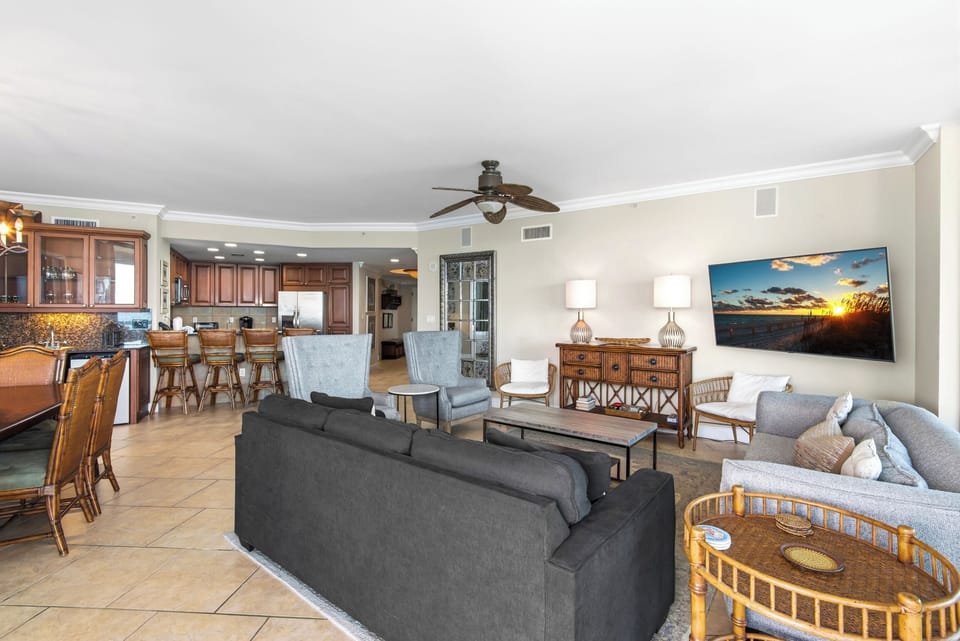 Enjoy a movie on the large flat-screen TV