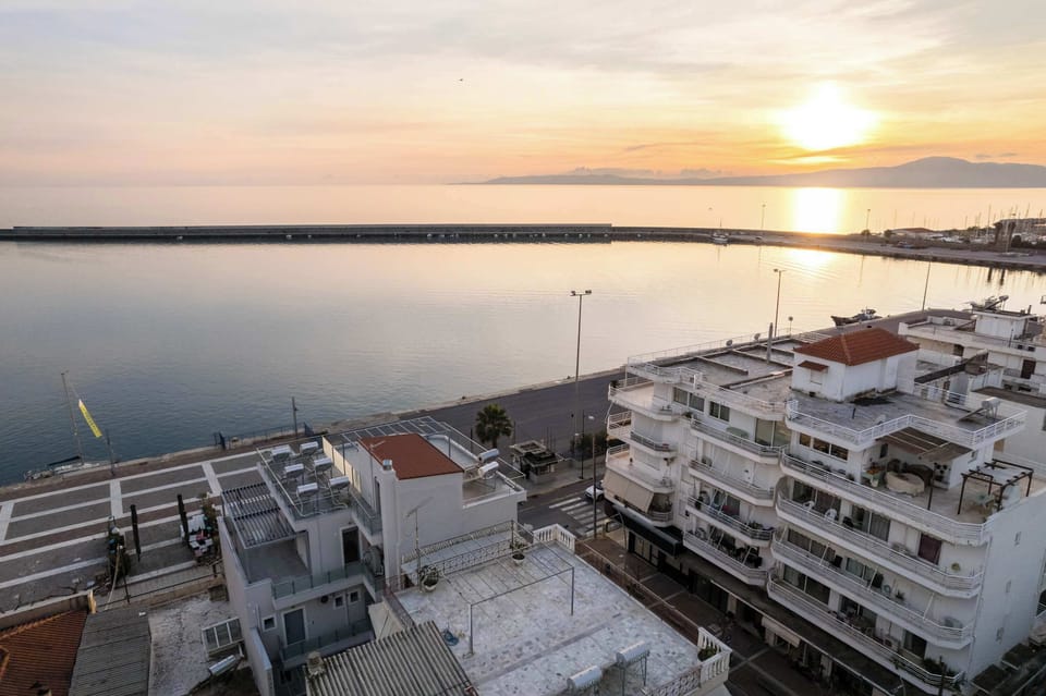 Panoramic Sunset View of the Bay and Kalamata beach 