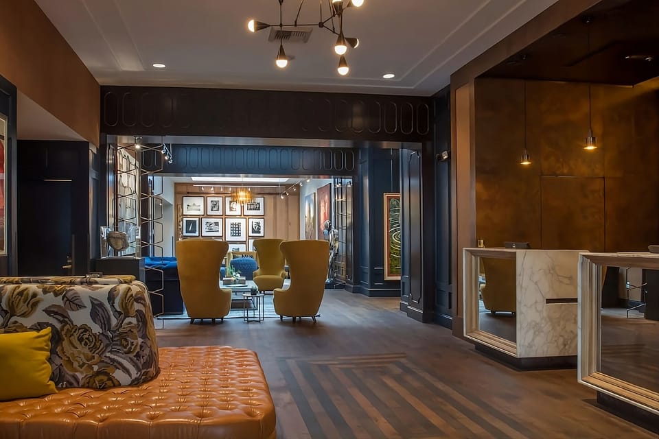 Step into a stylish lobby where evenings feel effortlessly social.