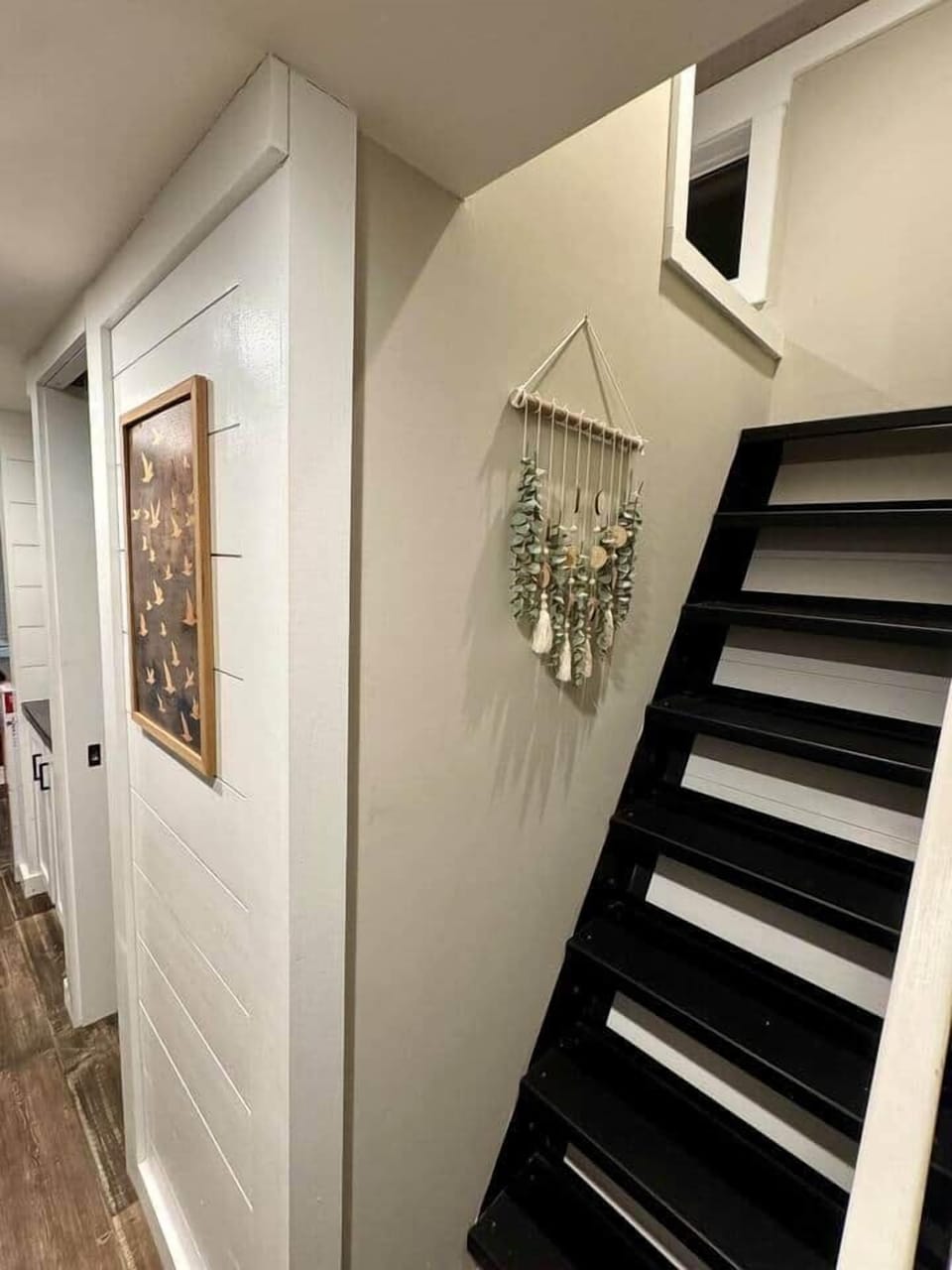 Steps with handrail to access loft
