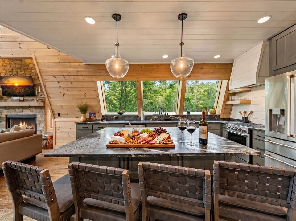 The island is your gathering place: snacks, wine pours, late-night laughs, and vacation meals made easy.