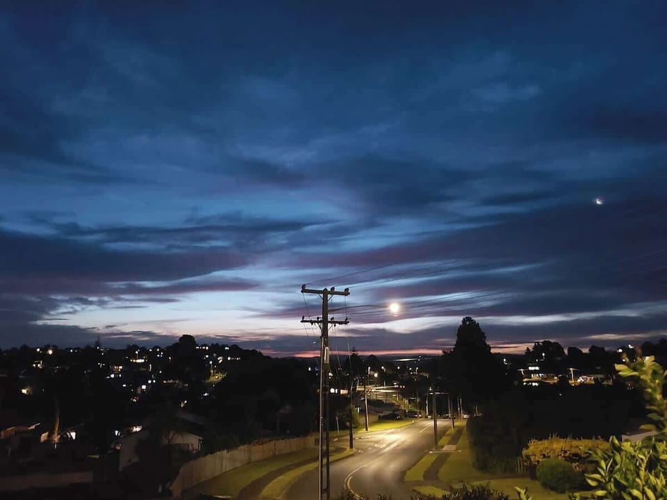 View from front deck at night