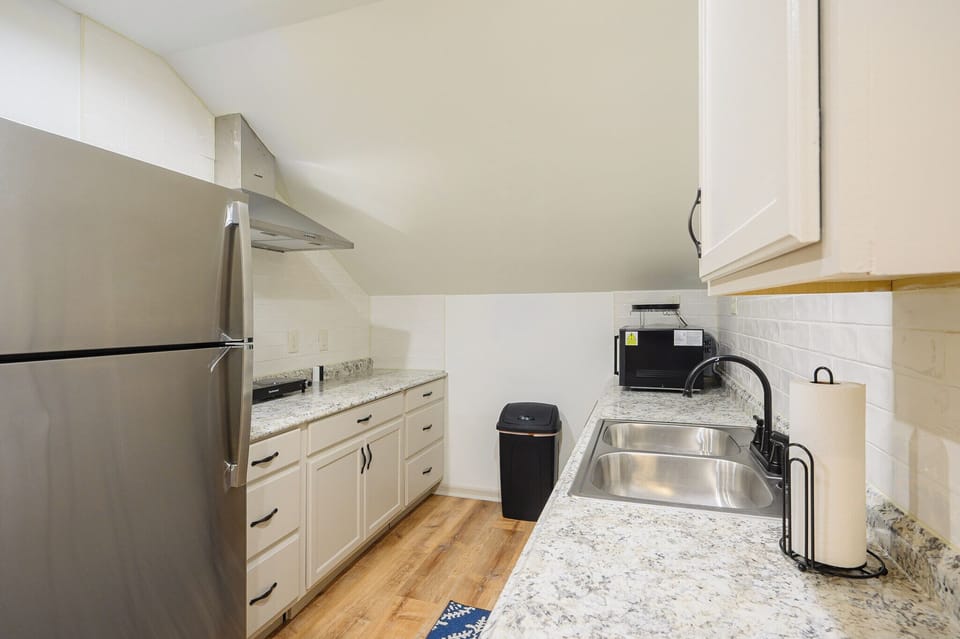 Kitchen with full refrigerator