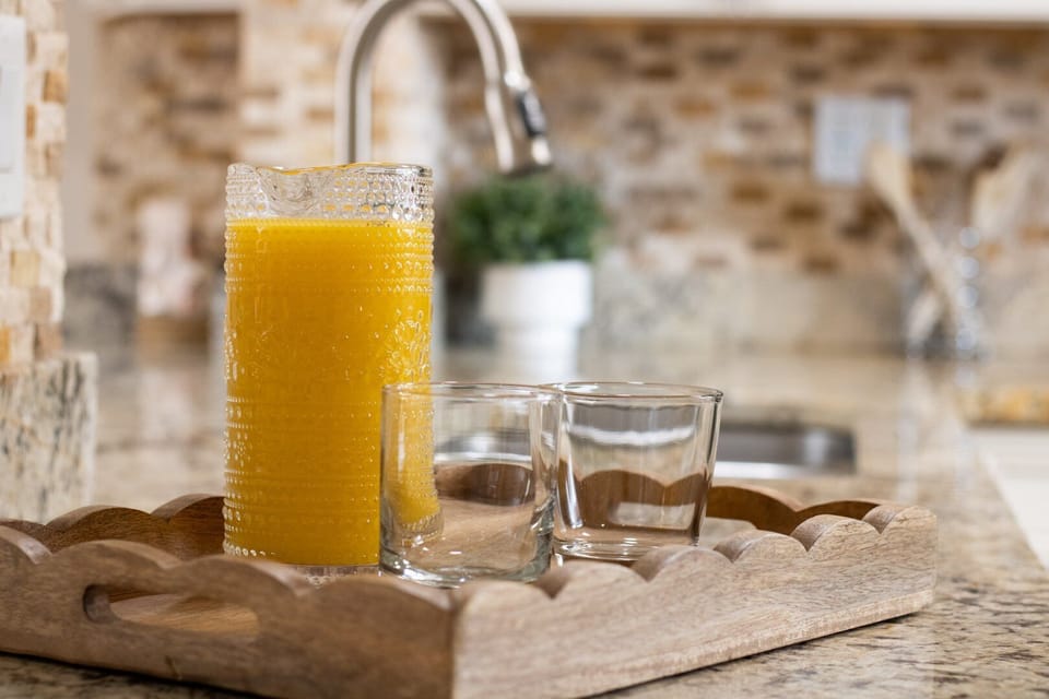 Start your day off right with a glass of orange juice!