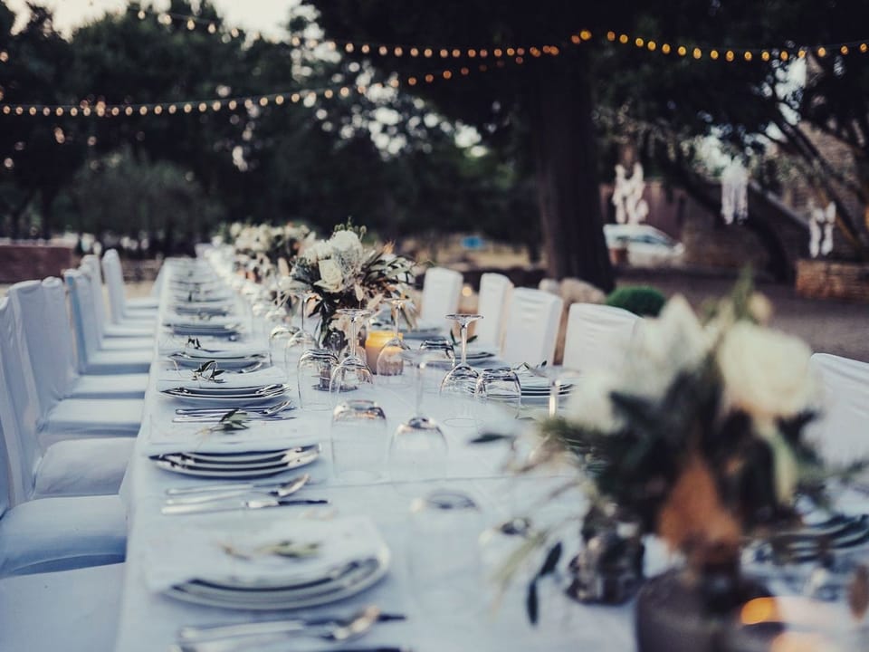 Outdoor banquet area