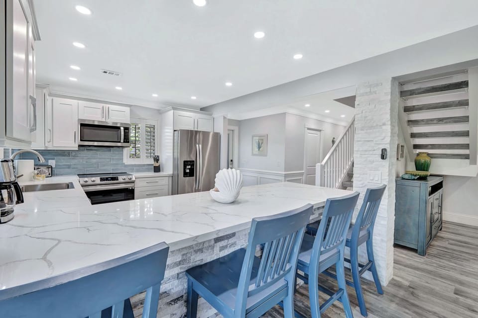 Kitchen with stainless steel appliances