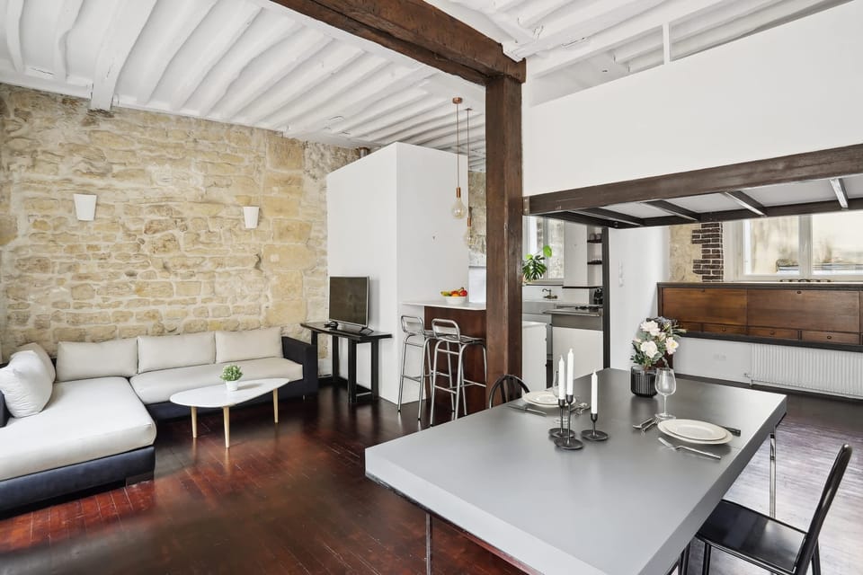 The open-plan living and dining area