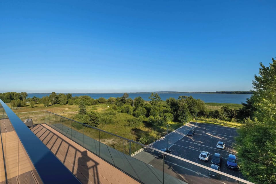 Panoramic rooftop view overlooking the surrounding neighborhood.