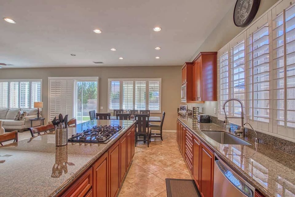 There is plenty of space for you and your group to gather in the kitchen.