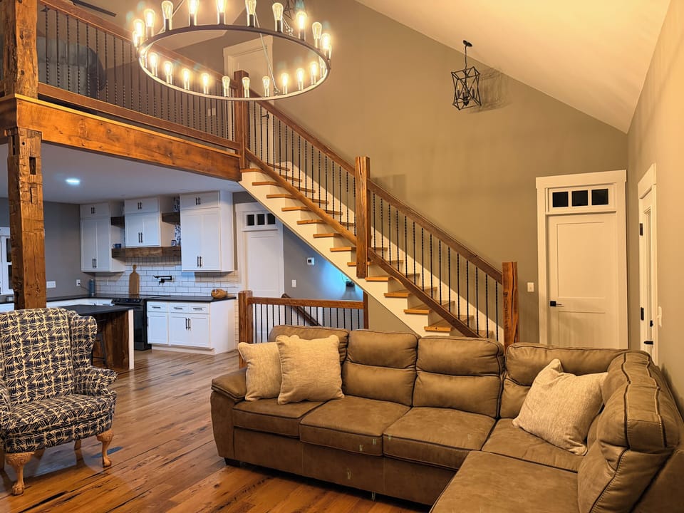 Living space with large sectional couch