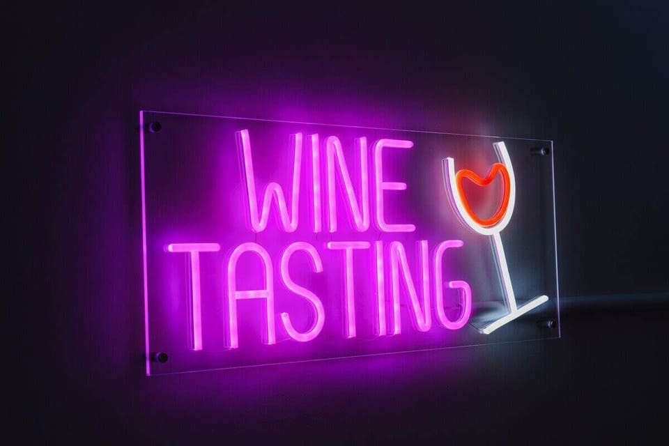 Wine Tasting neon sign wall art adding a lively focal point to the entertainment spaces and photo ops 