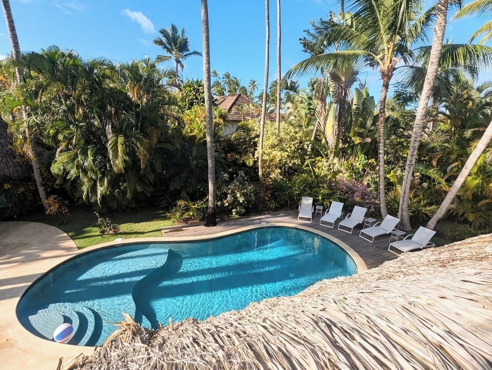 View of pool from master bedroom balcony