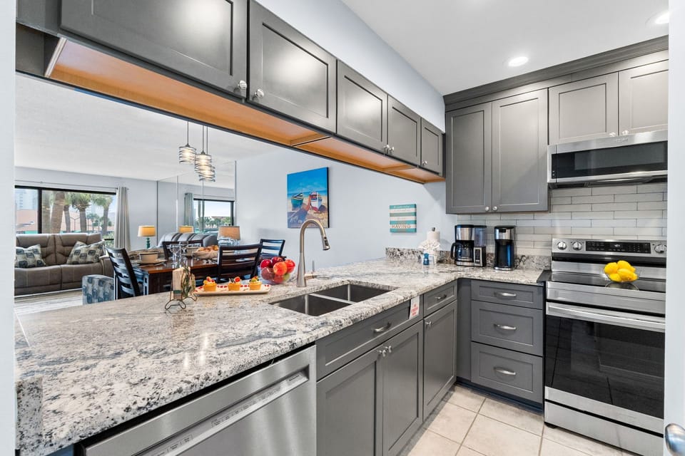 Fully Stocked Kitchen with Bar Area