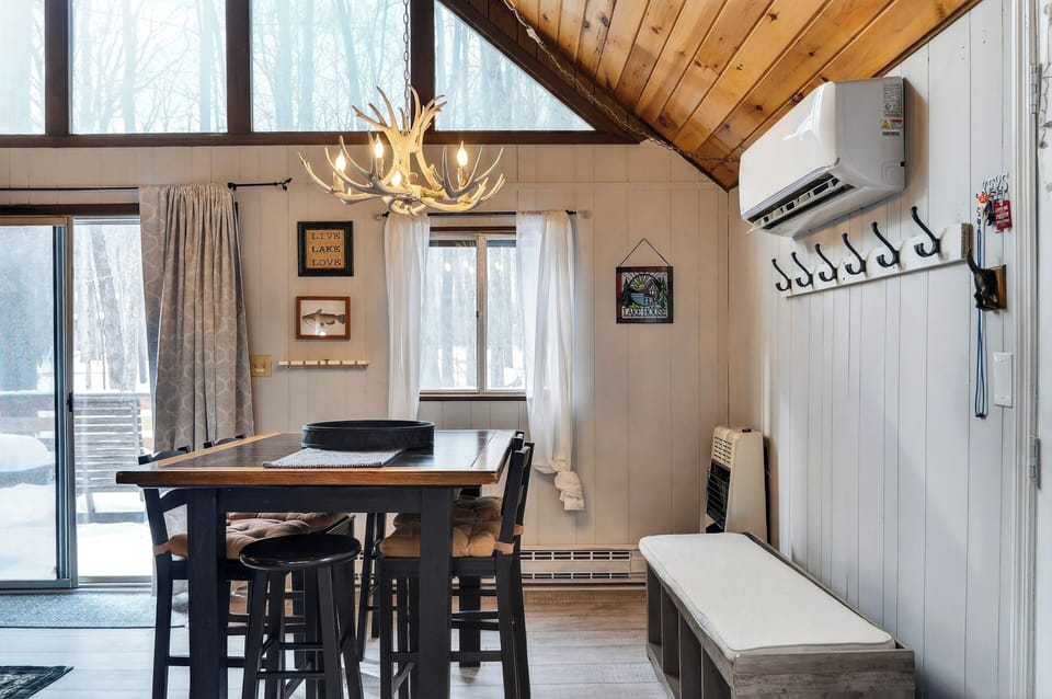 Convenient bench and hooks for your winter gear.