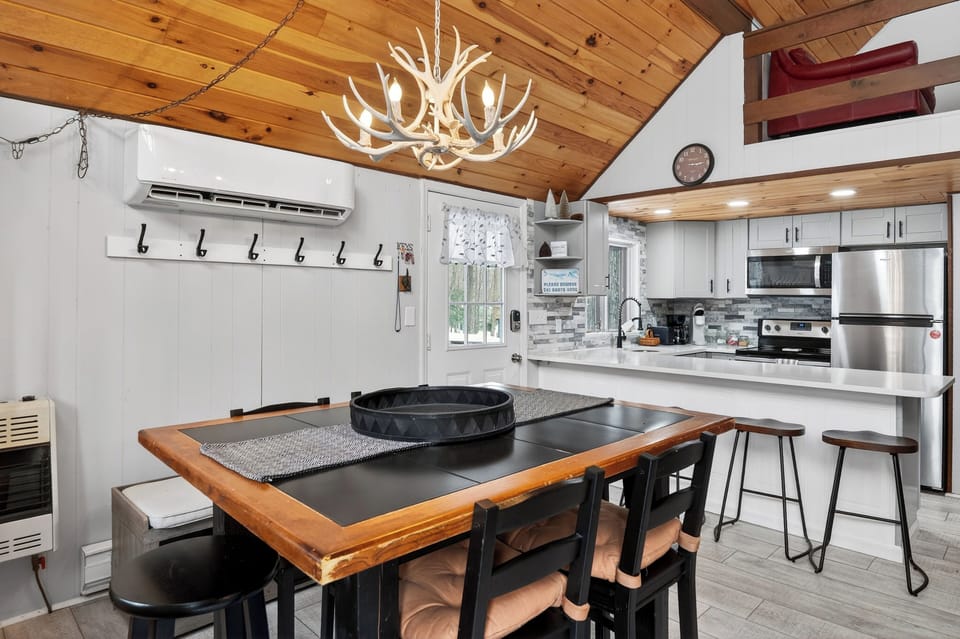 Seamless flow between the dining and kitchen areas.