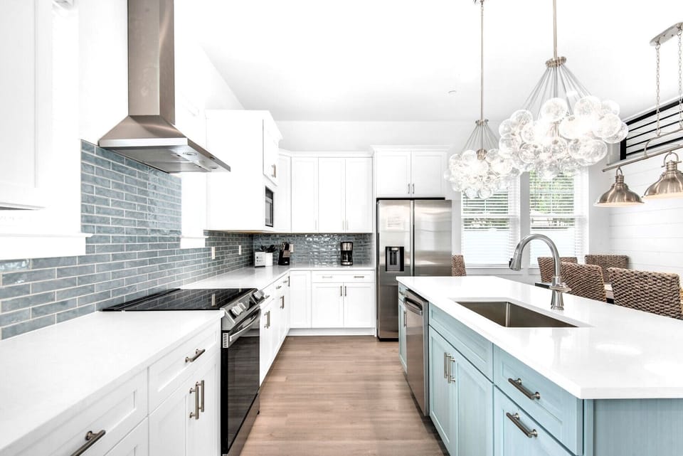 Azure's new kitchen features stainless appliances and quartz counters!