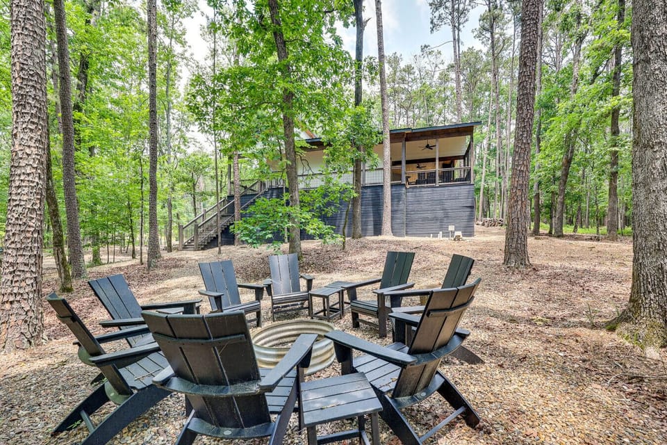 Backyard | Fire Pit Seating | Wooded Lot Setting