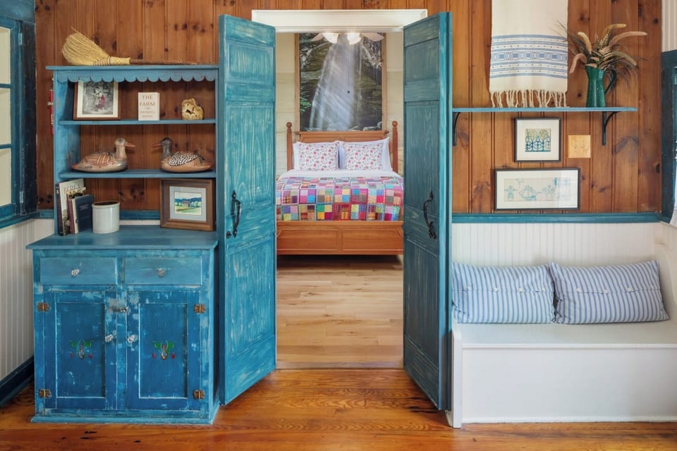 Step into rustic charm through inviting barn-style doors.