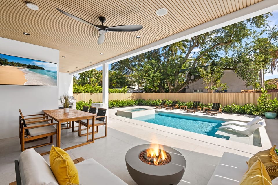 Spend the afternoon poolside — five lounge zones means everyone gets their corner.