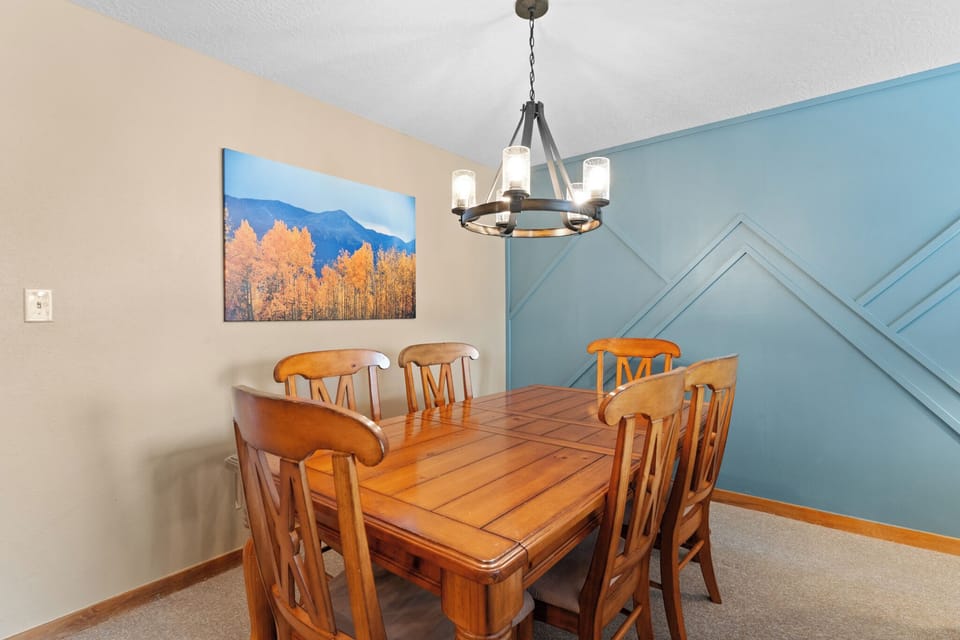 Dining table with seating for six.