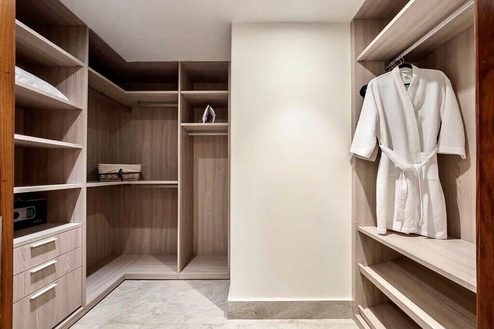 Walk-in closet with ample storage for extended stays