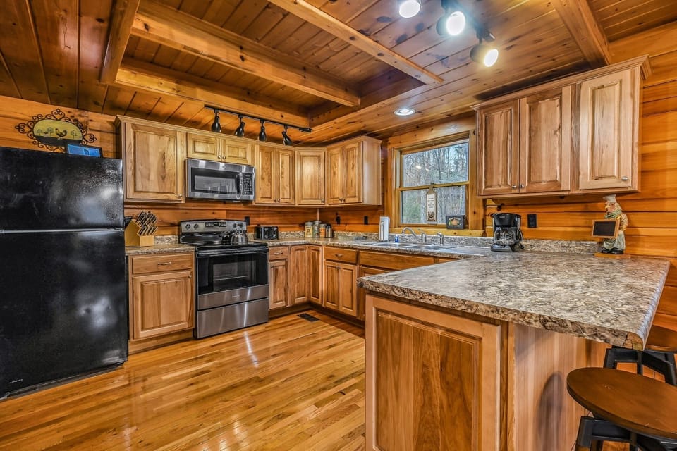Indoors, Hardwood, Stained Wood, Kitchen, Appliance