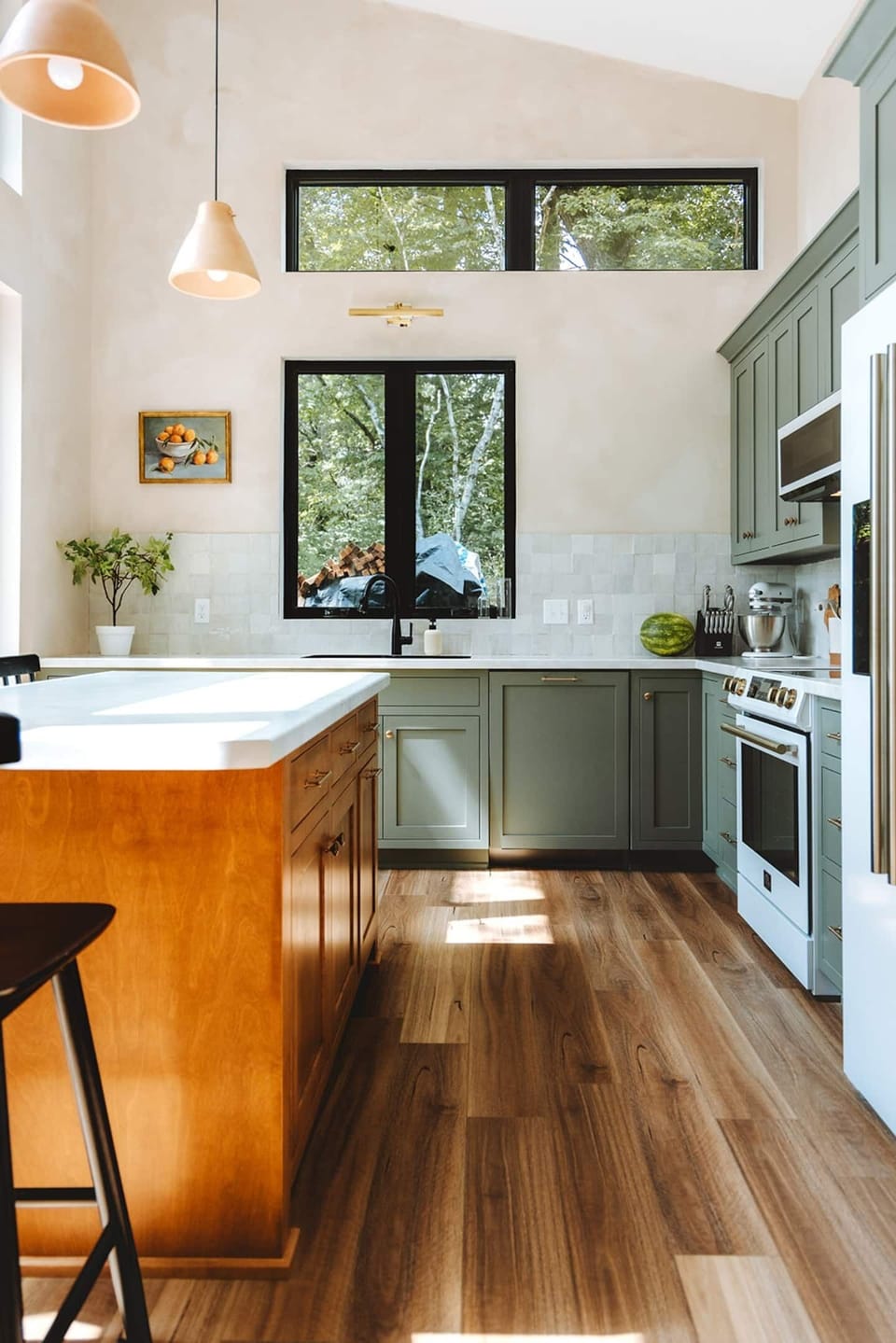 Kitchen is equipped with everything you need for cooking. Induction stove, oven, mixer, knives, pots and pans, and basics including flour, sugar, salt, olive oil, spices.  Keurig coffee maker and an assortment of coffee is available. 