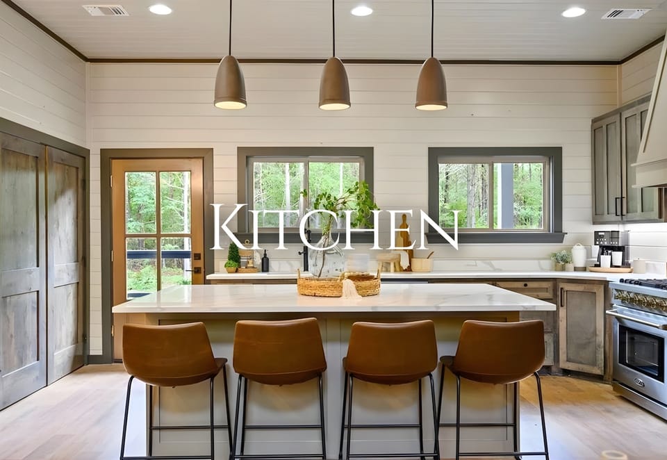 Centered around a spacious island, the kitchen is perfect for morning pancakes, afternoon snacks, or late-night chats.
