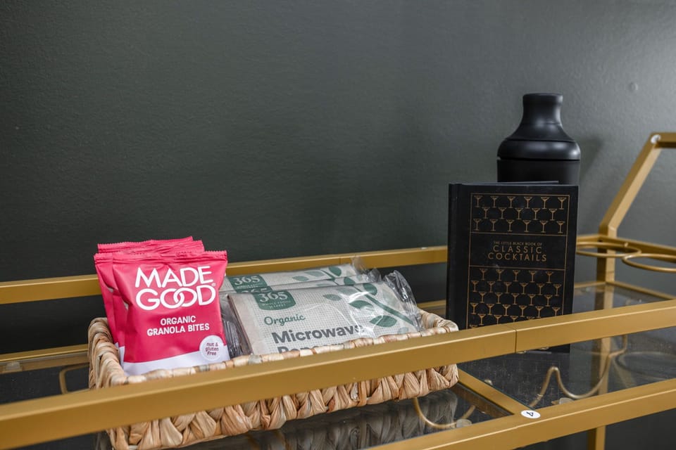 Complimentary organic granola and popcorn!